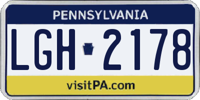 PA license plate LGH2178