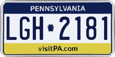 PA license plate LGH2181