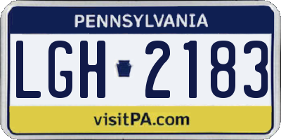 PA license plate LGH2183