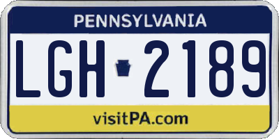 PA license plate LGH2189