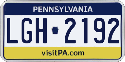 PA license plate LGH2192