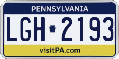 PA license plate LGH2193