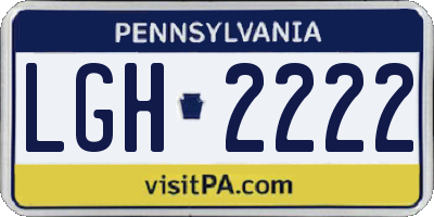 PA license plate LGH2222
