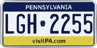 PA license plate LGH2255