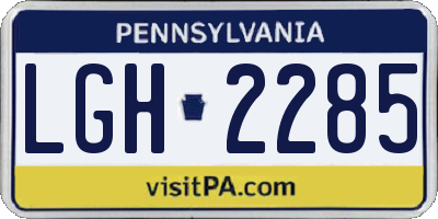 PA license plate LGH2285