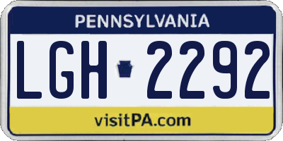PA license plate LGH2292