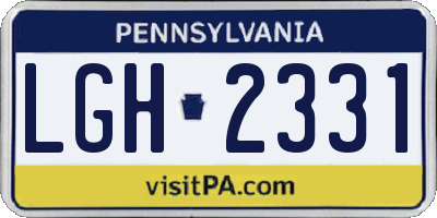 PA license plate LGH2331