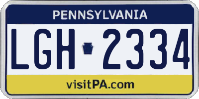 PA license plate LGH2334