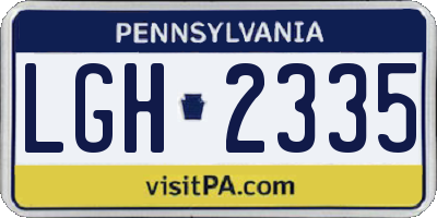 PA license plate LGH2335