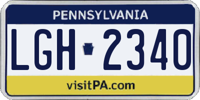 PA license plate LGH2340