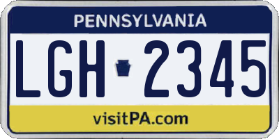 PA license plate LGH2345