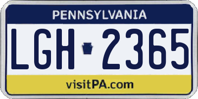 PA license plate LGH2365
