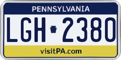 PA license plate LGH2380