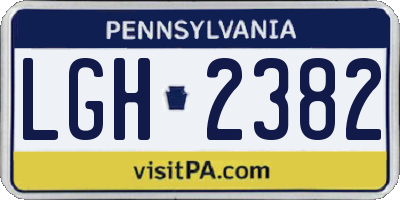 PA license plate LGH2382