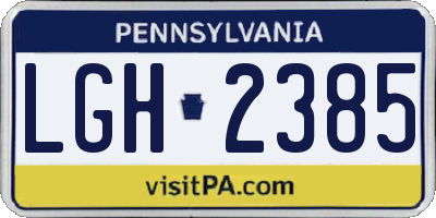 PA license plate LGH2385