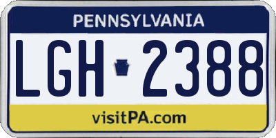 PA license plate LGH2388