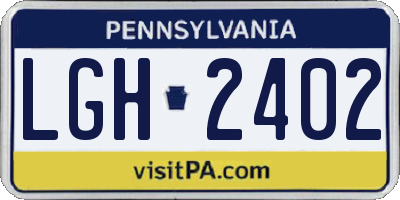 PA license plate LGH2402