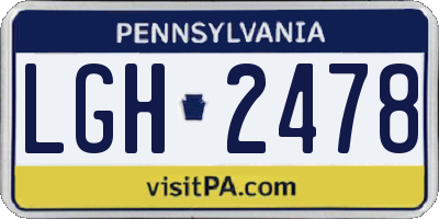 PA license plate LGH2478
