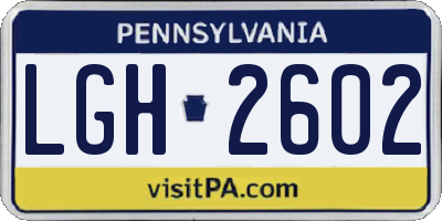 PA license plate LGH2602