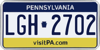 PA license plate LGH2702