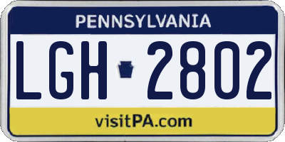 PA license plate LGH2802