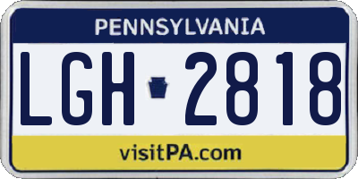 PA license plate LGH2818