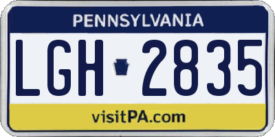 PA license plate LGH2835
