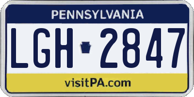 PA license plate LGH2847