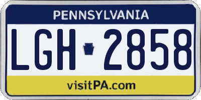 PA license plate LGH2858