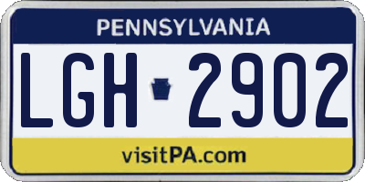 PA license plate LGH2902