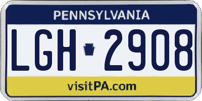 PA license plate LGH2908