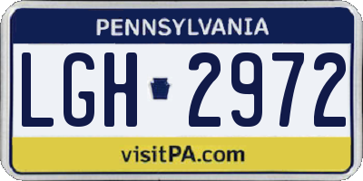 PA license plate LGH2972