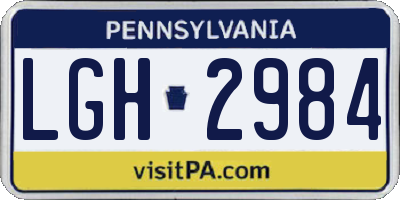 PA license plate LGH2984