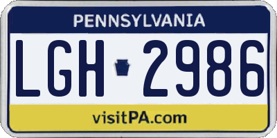 PA license plate LGH2986