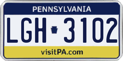 PA license plate LGH3102