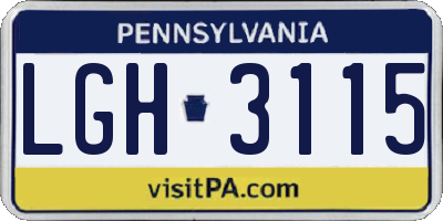 PA license plate LGH3115