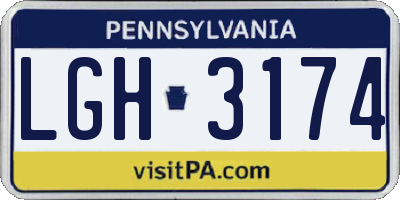 PA license plate LGH3174