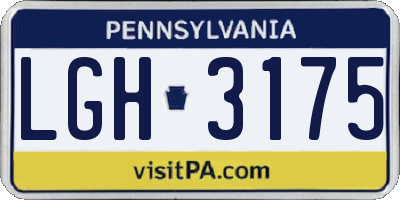 PA license plate LGH3175