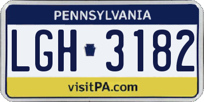 PA license plate LGH3182