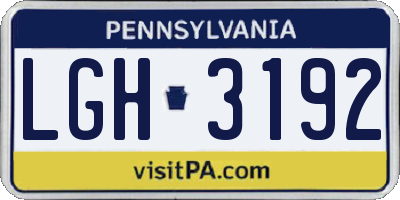 PA license plate LGH3192