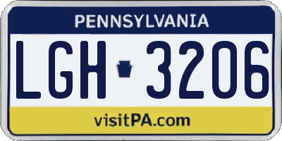 PA license plate LGH3206