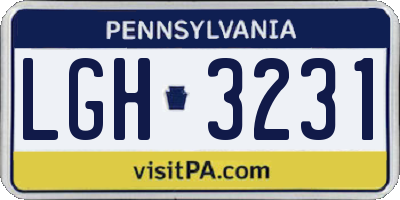 PA license plate LGH3231