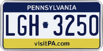PA license plate LGH3250