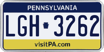 PA license plate LGH3262