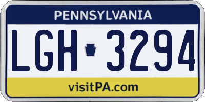 PA license plate LGH3294