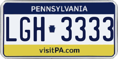 PA license plate LGH3333