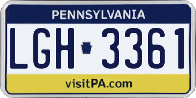 PA license plate LGH3361