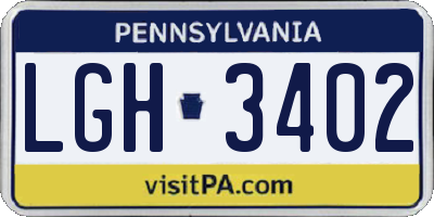 PA license plate LGH3402