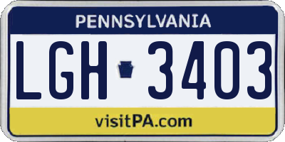 PA license plate LGH3403