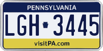 PA license plate LGH3445